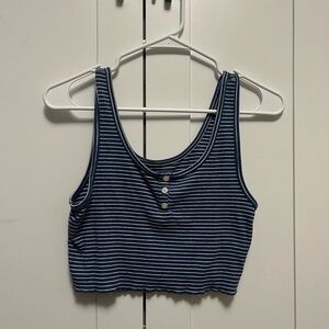 American Eagle Blue Striped Women's Tank Top